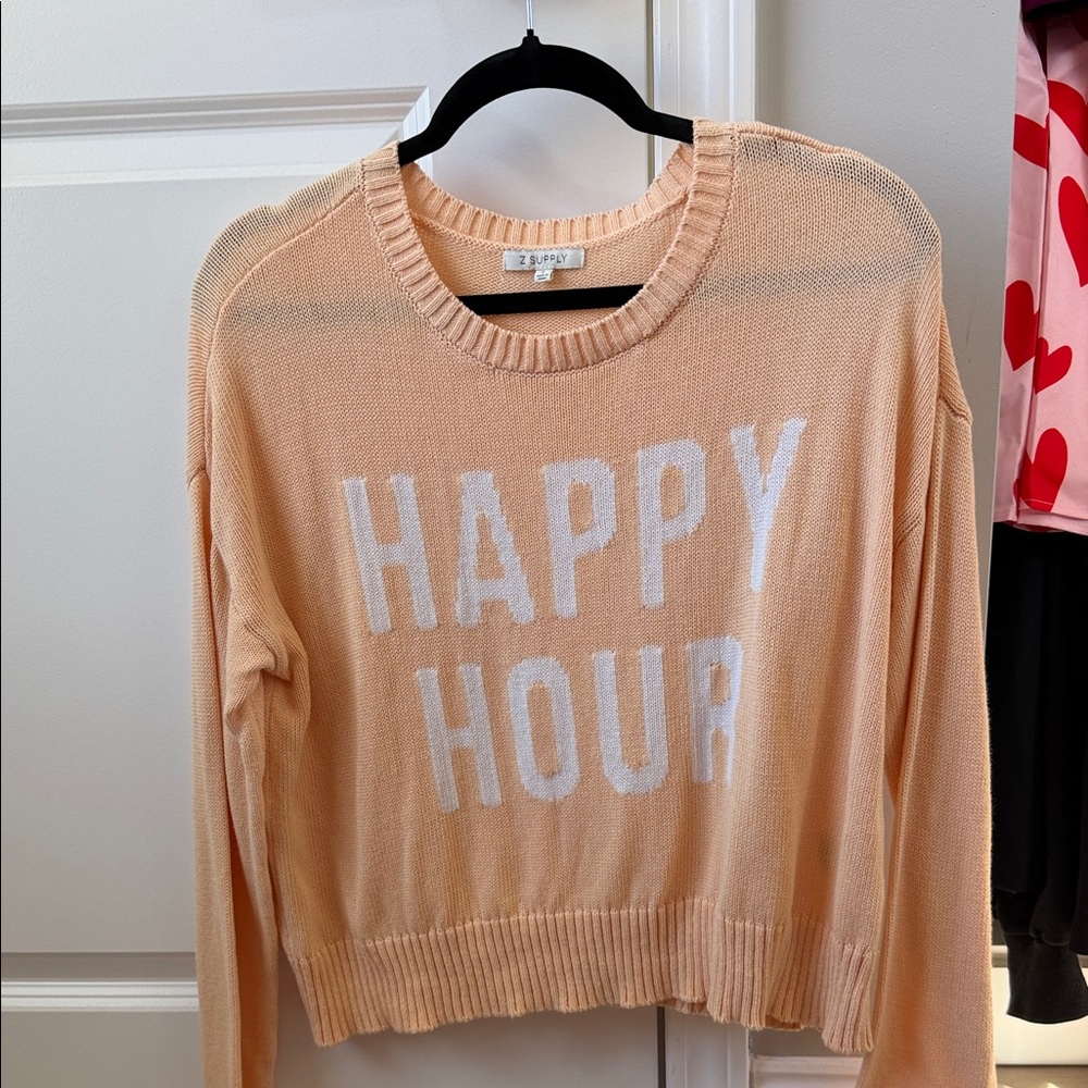 Z Supply Peach 'Happy Hour' Crew Neck Sweater